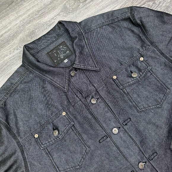 Guess Denim Trucker Jacket Men's XXL Gray Iridescent Silver Y2K Baggy Vintage - Picture 4 of 14